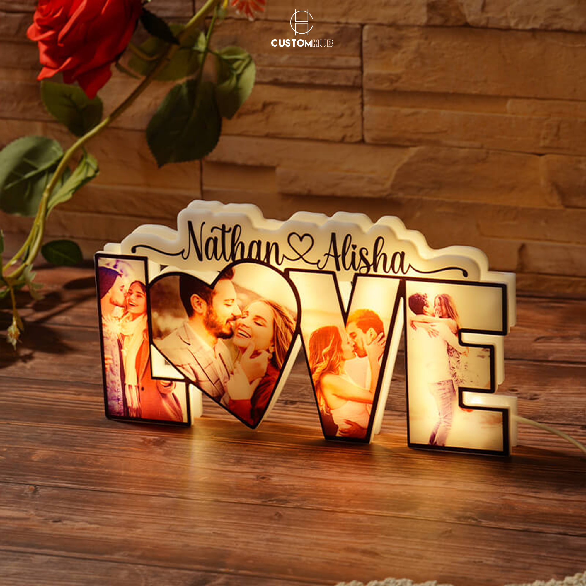 Personalized photo acrylic lamp-LOVE